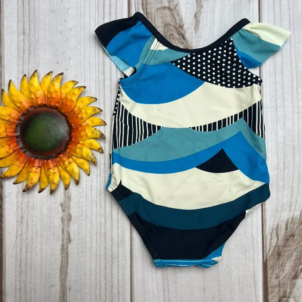 Tea Collection Baby Girls One Piece Swimsuit Geometric Print Size 3-6 Months